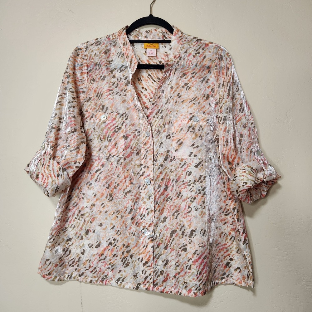 Ruby Rd Top Long Sleeve Button Front Lightweight … - image 5